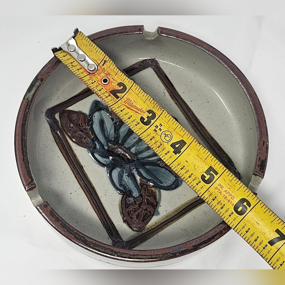 Vintage Hand Crafted Otagiri Original Speckled Stoneware Pottery Floral Ashtray - Picture 10 of 13